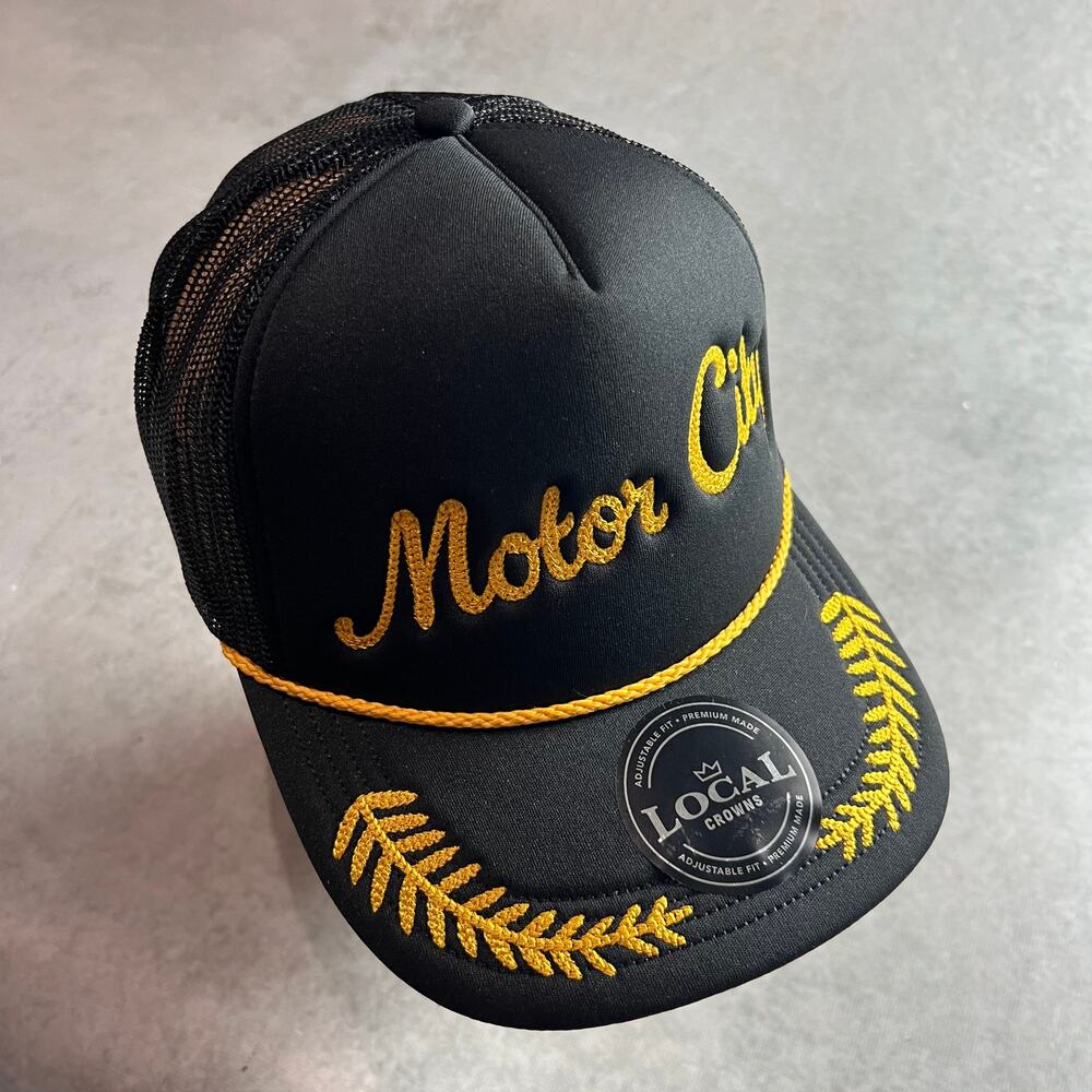 Motor City Detroit Michigan Foam Trucker Adjustable Snapback Hat Black NWT